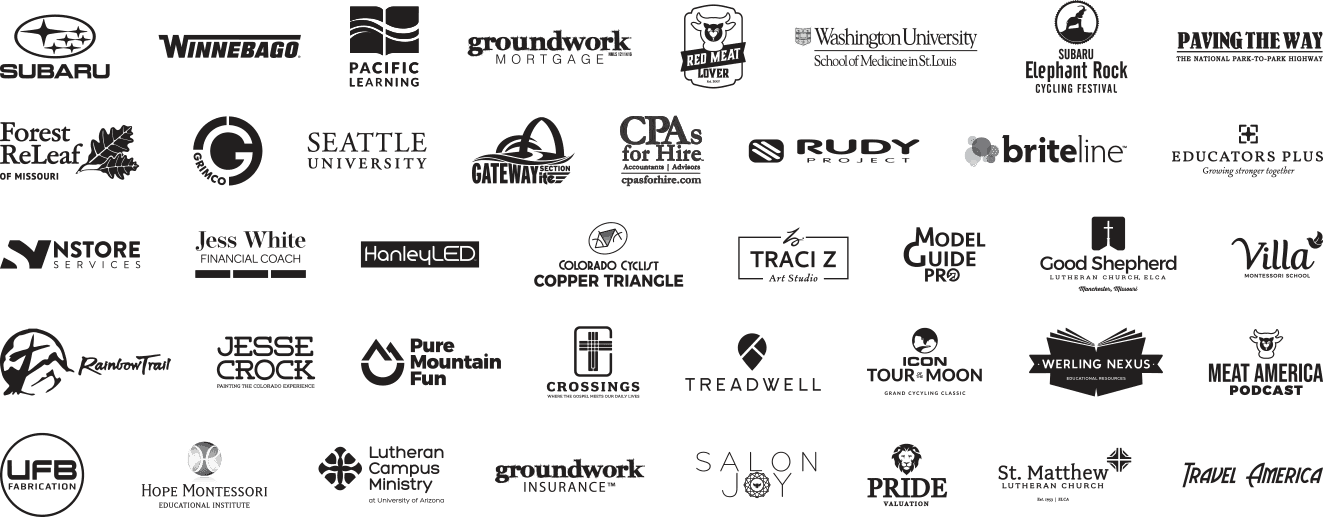 Client logos including Subaru, Winnebago, Washington University School of Medicine, Seattle University, Grimco, Forest ReLeaf of Missouri, CPAs for Hire, Crossings, Werling Nexus, and more